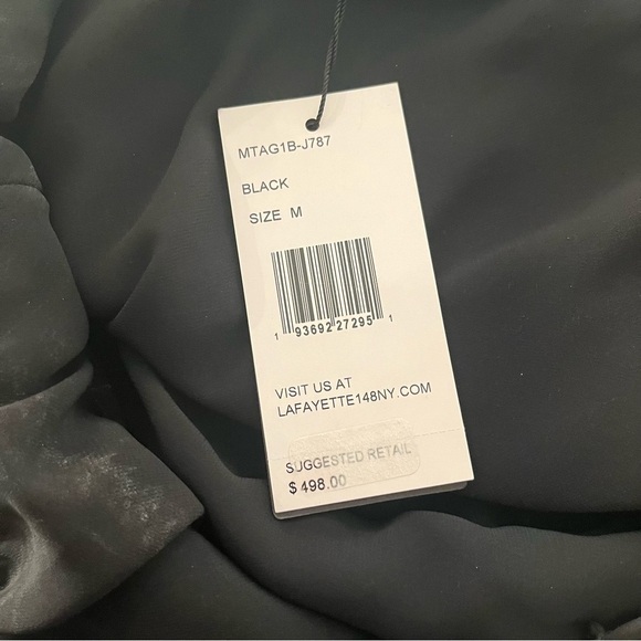 $498 NWT Lafayette 148 Medium Black Averie Fringe Sequin Tank Top Camisole - Picture 7 of 9